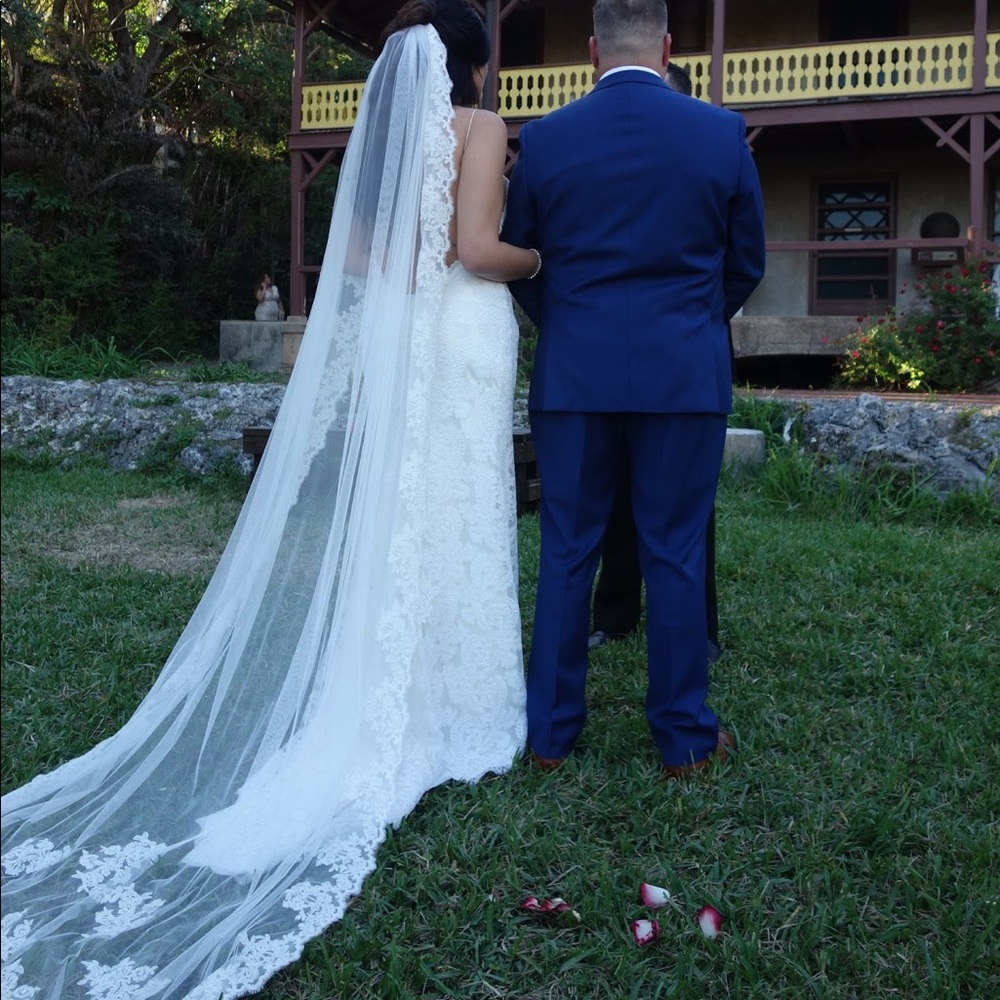 Extra long wedding veil.